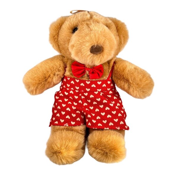 Commonwealth Teddy Bear Couple Red Hearts Plush Vtg 1990 Stuffed Animal Set of 2 - Picture 7 of 13